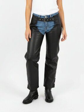 Barney’s Leather Black Full Length Side Zip Motorcycle Chaps S